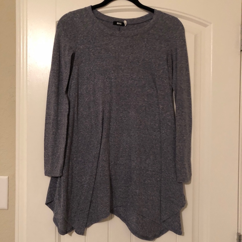 Asymmetrical Bottom Long-Sleeve Dress